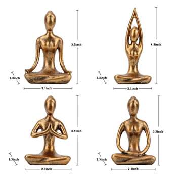 Leekung Yoga Statue Meditation Zen Decor - Gold Color Yoga Statue Set