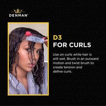 Denman Curly Hair Brush D3 (Bee) 7 Row Styling Brush for Detangling, Separating, Shaping and Defining Curls - For Women and Men
