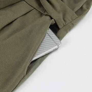 PALINDA Women's Elegant Short Sleeve Wear to Work Casual Pencil Dress with Belt Office Teacher Dresses Olive Green S