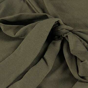 PALINDA Women's Elegant Short Sleeve Wear to Work Casual Pencil Dress with Belt Office Teacher Dresses Olive Green S