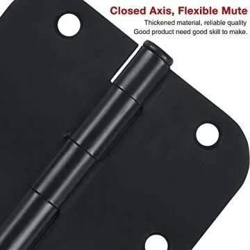 30 Pack Matte Black Door Hinges 3.5 x 3.5 Inch, Rounded Interior Door Hinges with 5/8"Radius, Heavy-...