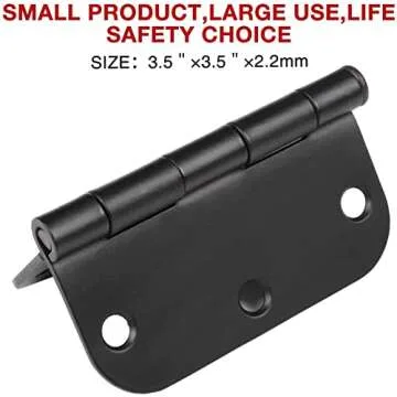 30 Pack Matte Black Door Hinges 3.5 x 3.5 Inch, Rounded Interior Door Hinges with 5/8"Radius, Heavy-Duty Black Hinges for Doors Standard Bedroom Office Door Hardware Removable Pin,Farmhouse,Shed,Gate