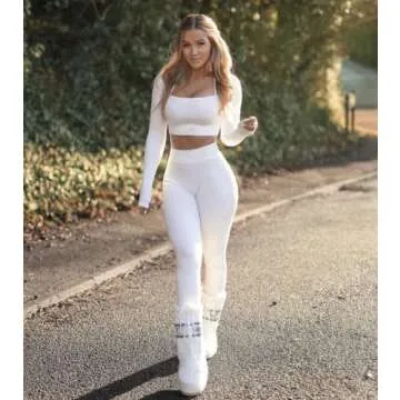 ABOCIW Women's 2 Piece Seamless Workout Set - White