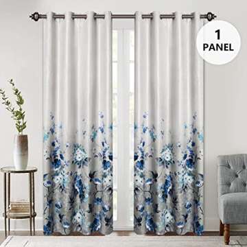 MYSKY HOME Elegant Blackout Curtains for Living Room - Thermal Insulation, 95 Inch Long, Floral Prin...