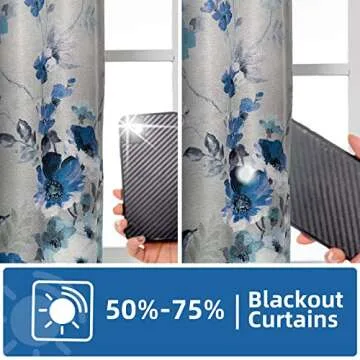 MYSKY HOME Blackout Curtains with Elegant Floral Design