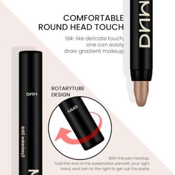 evpct 8Pcs Cream Eye Shadow Brightener Sticks Set for Eyes, Champagne Pearl Taupe Bronze Cocoa Stone Putty Smoky Amethyst Shimmer Matte Pencil Eye shadow Applicator Stick Palette Makeup Waterproof 03