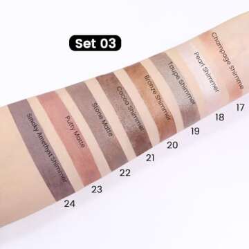 evpct 8Pcs Cream Eye Shadow Brightener Sticks Set for Eyes, Champagne Pearl Taupe Bronze Cocoa Stone Putty Smoky Amethyst Shimmer Matte Pencil Eye shadow Applicator Stick Palette Makeup Waterproof 03