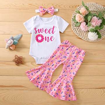 Lamuusaa Toddler Birthday Outfit Sweet One Two Sweet Set