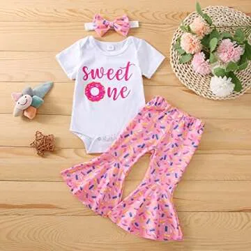 Lamuusaa Toddler Birthday Outfit Sweet One Two Sweet Set