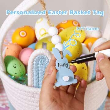 Delightful Personalized Bunny Easter Basket for Kids with Handle
