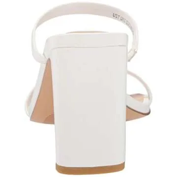 The Drop Women's Avery Square Toe Two Strap High Heeled Sandal, White, 7.5