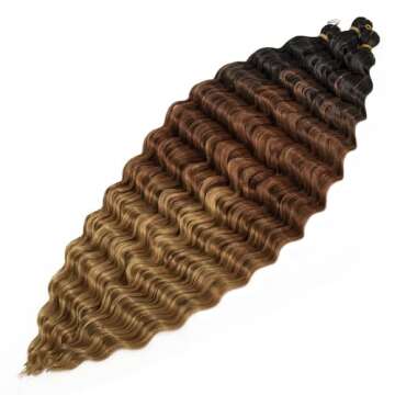 Curly Braiding Hair Ocean Wave Crochet Hair 22Inch Deep Curly Crochet Braids Wet and Wavy Braiding H...