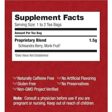 Bravo Tea Absolute Schisandra Berry Herbal Tea Caffeine Free, 20 Tea Bags