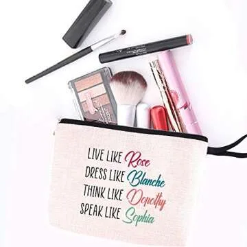 Hanamiya Na Golden Girls Gifts Makeup Bag-Funny Best Friends Quote-Unique Birthday Gift For Women-Live Like Rose Dress Like Blanche Think Like Dorothy Speak Like Sophia