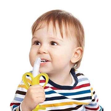 Silicone Baby Teether and Toothbrush - Set of 3 - Silicone Infant Training Finger Toothbrushes with Storage Case