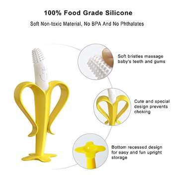 Silicone Baby Teether and Toothbrush - Set of 3 - Silicone Infant Training Finger Toothbrushes with Storage Case