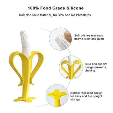 Silicone Baby Teether and Toothbrush - Set of 3 - Silicone Infant Training Finger Toothbrushes with Storage Case