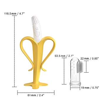 Silicone Baby Teether and Toothbrush - Set of 3 - Silicone Infant Training Finger Toothbrushes with Storage Case