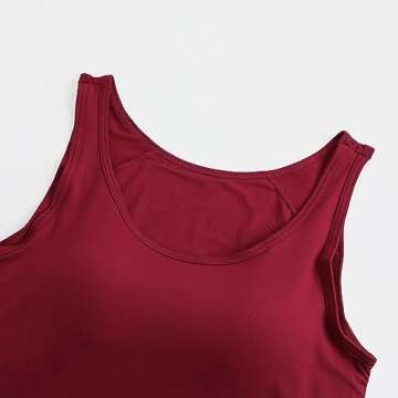 Womens Modal Built-in Bra Padded Camisole Yoga Tanks Tops TK Black Burgundy 2 Pack XL