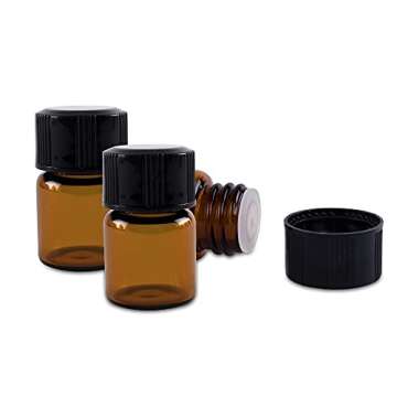 Super Z Outlet 1ml (1/4 dram) Mini Amber Glass Vial Bottles with Orifice Reducer and Cap for Essenti...