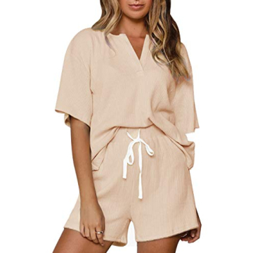 KIKIBERRY Women’s Short Sleeve Lounge Set for Comfort