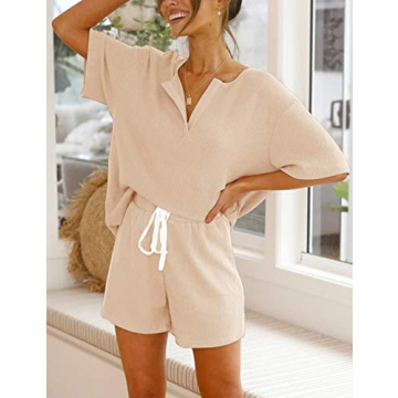 KIKIBERRY Women’s Short Sleeve Lounge Set for Comfort