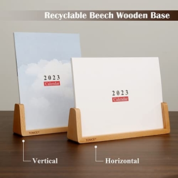 TONICE® Creative Desk Calendar with Beech Wood Base