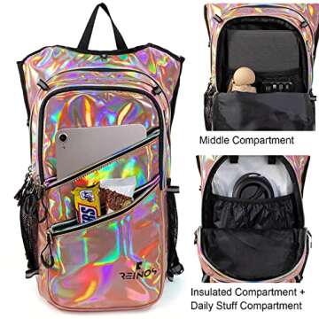 REINOS Hydration Backpack with Cool Lights, Hydration Pack with 2 Liter Water Bladder for Running, Climbing, Urban Raves, Music Festival, Water Pack for Men, Women (Champagne)