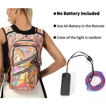 REINOS Hydration Backpack with Cool Lights, Hydration Pack with 2 Liter Water Bladder for Running, Climbing, Urban Raves, Music Festival, Water Pack for Men, Women (Champagne)