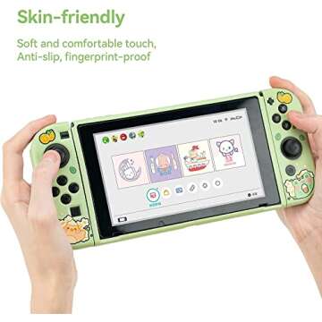 GeekShare Protective Case Compatible with Switch, Soft TPU Slim Case Cover Compatible with Switch Console and Joy Con Controller - Matcha Froggy
