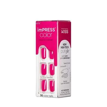 KISS imPRESS Color Press-On Nails Polish-Free Manicure Set, ‘Orchid Festival’, 30 Chip-Proof, Smudge-Proof Fake Nails (Pack of 2)