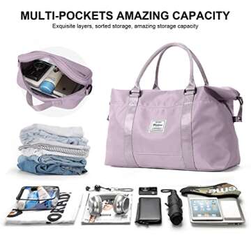 Travel Duffel Bags for Women,Weekender Overnight Bag with Wet Pocket & Toiletry Bag,Carry On Persona...
