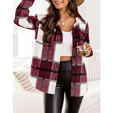 Stylish Plaid Shacket for Women | Veatzaer Wool Blend