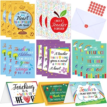 Jetec 24 Sets Teacher Thank You Cards - Appreciation Gift for Educators