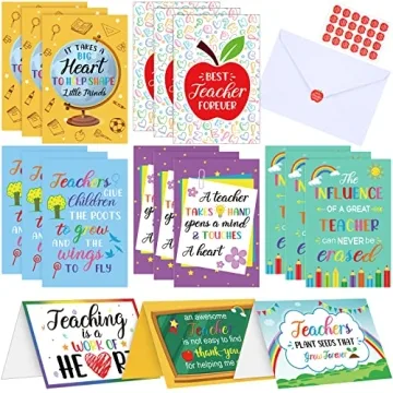 Jetec 24 Sets Teacher Thank You Cards - Appreciation Gift for Educators