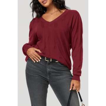 Arach&Cloz V Neck Long Sleeve Casual Sweater Women