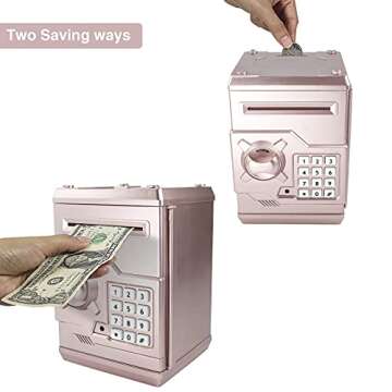 HUSAN Piggy Banks for Kids, Electronic Password Code Money Banks ATM Banks Box Coin Bank for Children Boys and Girls (Rose Gold)