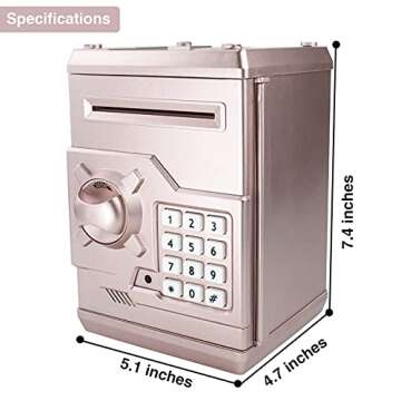 HUSAN Piggy Banks for Kids, Electronic Password Code Money Banks ATM Banks Box Coin Bank for Children Boys and Girls (Rose Gold)
