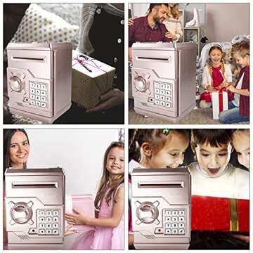 HUSAN Piggy Banks for Kids, Electronic Password Code Money Banks ATM Banks Box Coin Bank for Children Boys and Girls (Rose Gold)