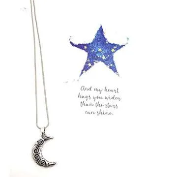 Celtic Moon Pendant Necklace Gift Set for Women