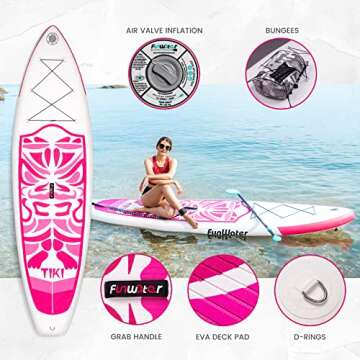 unWater Inflatable 10'6×33"×6" Ultra-Light SUP for All Skill Levels Everything Included with Stand Up Paddle Board, Adj,Ad Floating Paddles, Pump, ISUP Travel Backpack, Leash,Waterproof Bag,Strap