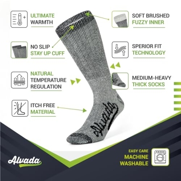 Alvada Merino Wool Hiking Socks - Warm for Winter Adventures