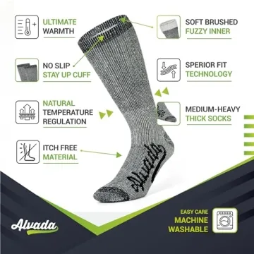 Alvada Merino Wool Hiking Socks - Warm for Winter Adventures