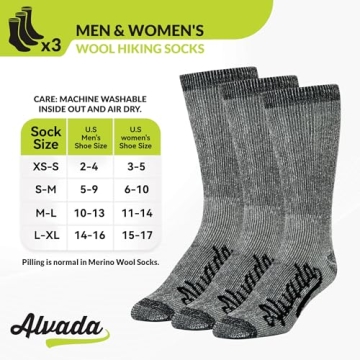 Alvada Merino Wool Hiking Socks - Warm for Winter Adventures