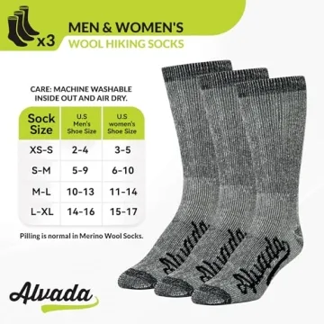Alvada Merino Wool Hiking Socks - Warm for Winter Adventures