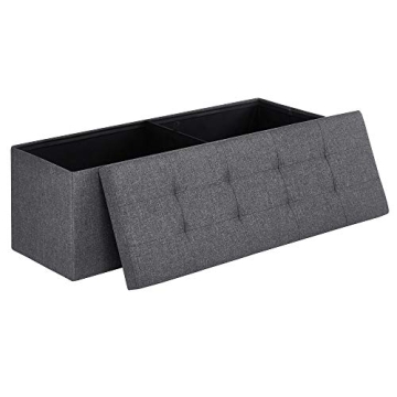 SONGMICS MAZIE Collection - 43 Inches Folding Storage Ottoman Bench, Ottoman Foot Rest, End of Bed B...