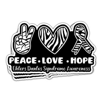 ULTRAVUTT (3Pcs) Peace Love Hope Ehlers Danlos Awareness EDS Warrior Stickers Zebra Strong Ehlers Da...