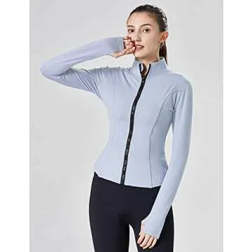 Locachy Women's Slim Fit Athletic Jacket - Light Blue