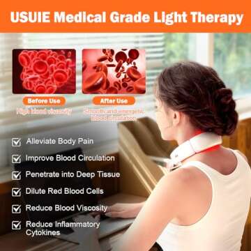 Red Light Therapy for Neck Pain Relief, Portable Light Therapy Product Neck Pain Relief Device Red Light Therapy Device, Hot Compress & Adjustable Temperature (Red)