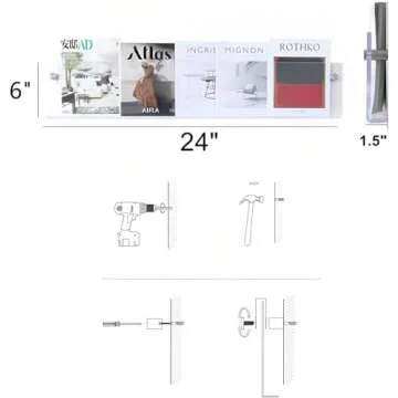 ROYALITA 2-Pack Acrylic Magazine Holder Brochure Holder, 24" Record Holder Magazine Rack, Fashion Hanging Bookshelf Literature Storage Rack for Waiting Room, Living Room, Office, Clear 24 Inch